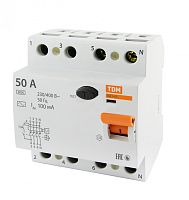 Выключатель дифференциальный (УЗО) ВД1-63 4п 50А 100мА тип AC | код. SQ0203-0039 | TDM